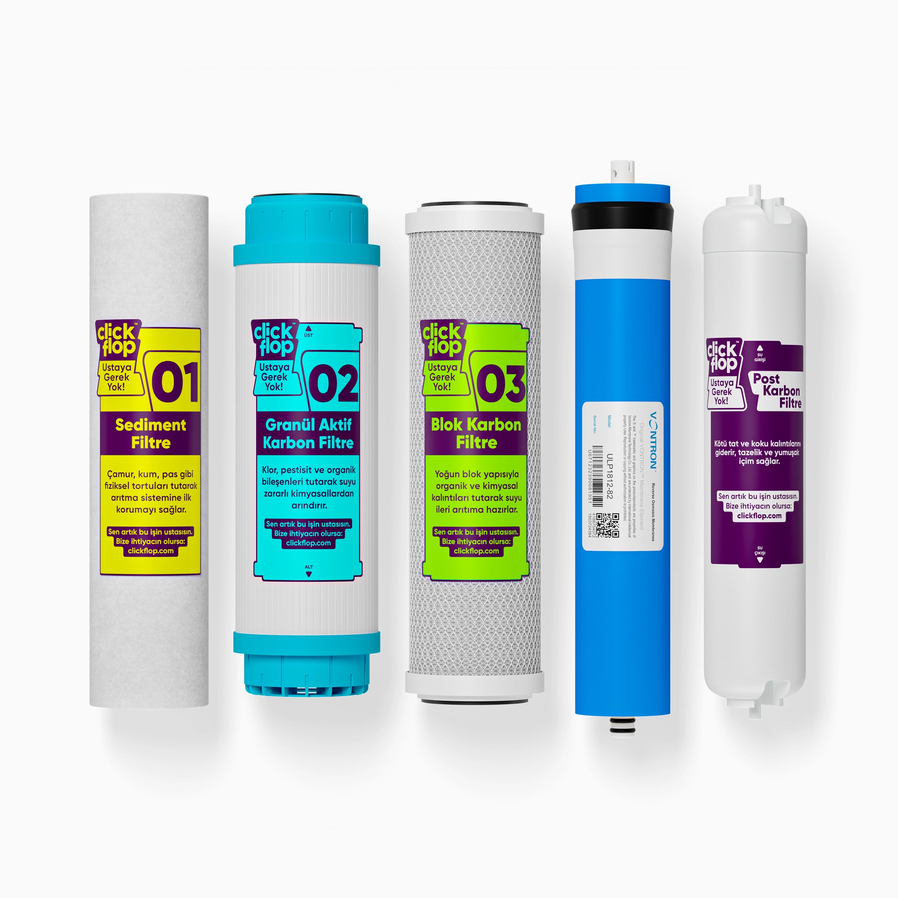 5'li Filtre Seti, Açık Kasa  Su Arıtma Cihazı Uyumlu