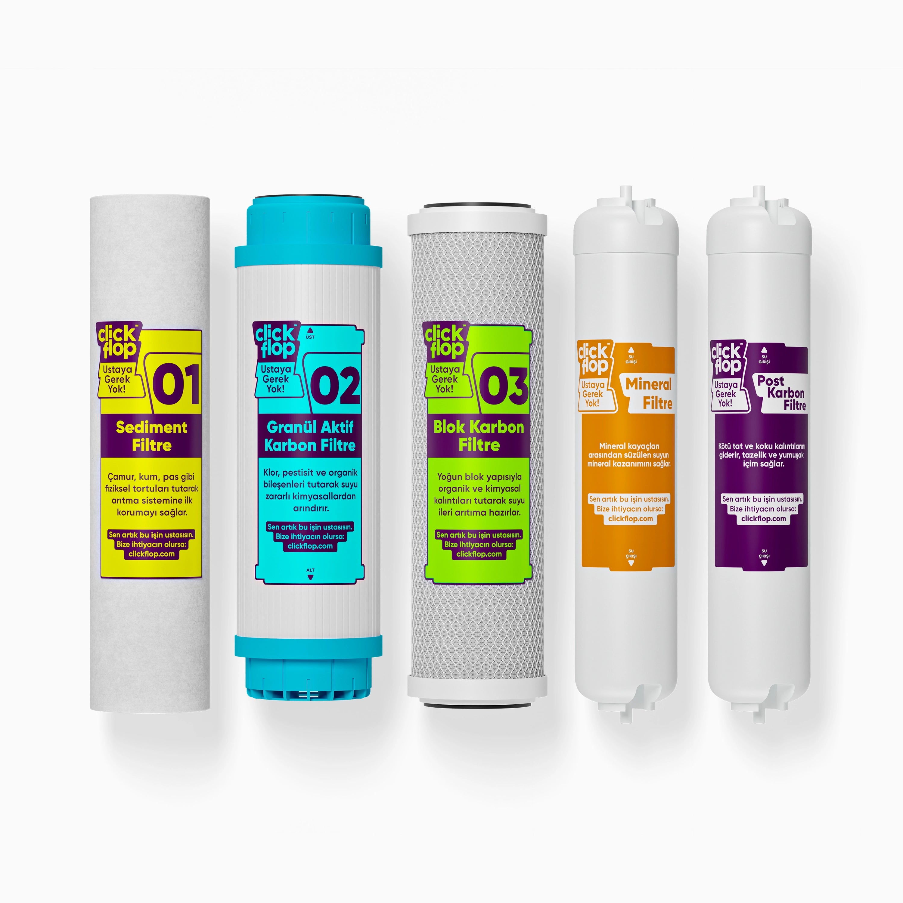 5'li Filtre Seti, Membransız, Mineral Filtreli, Açık Kasa Su Arıtma Cihazı Uyumlu