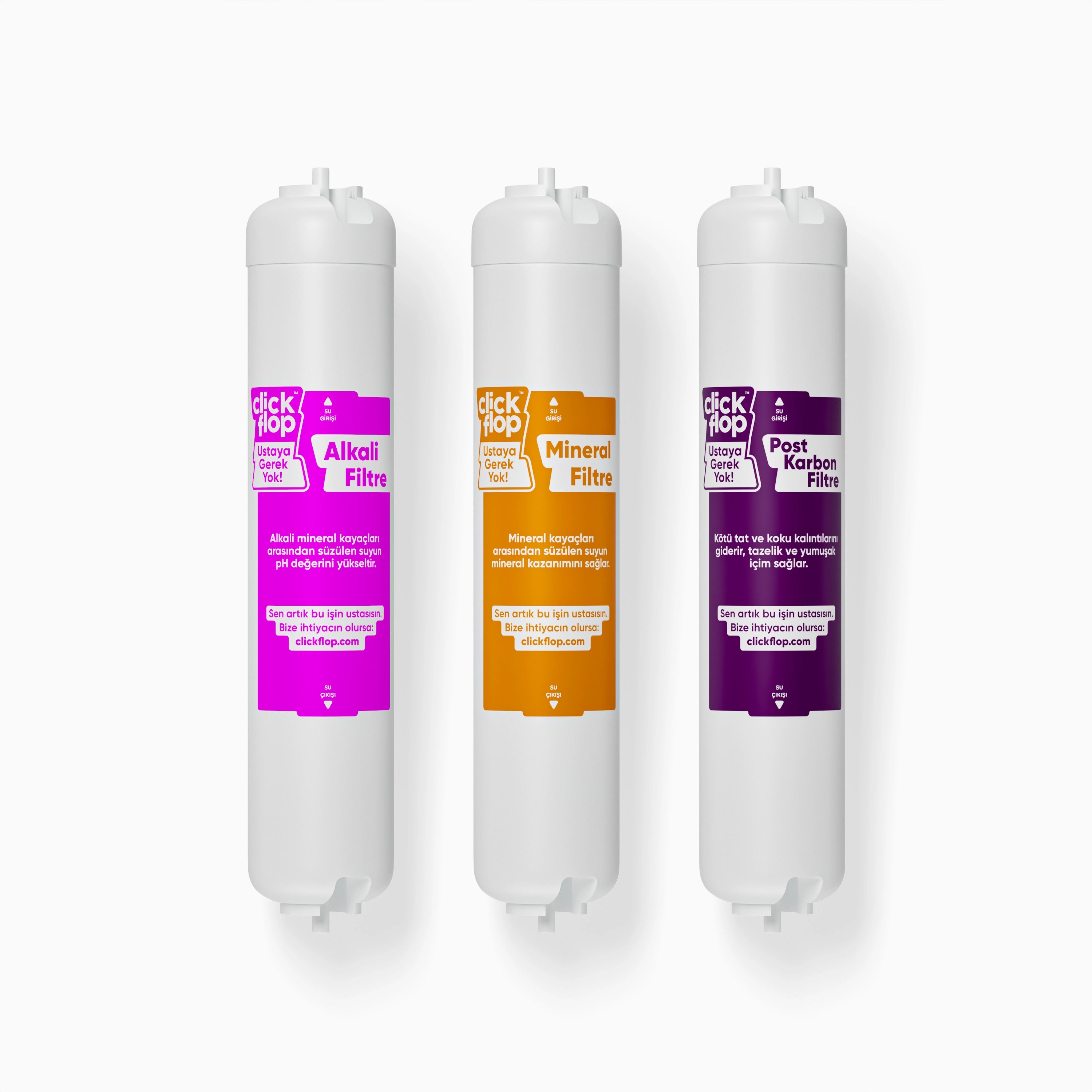 Mineral, Alkali ve Post Karbon Su Arıtma Filtresi, Kapalı/Açık Kasa Su Arıtma Cihazı Uyumlu